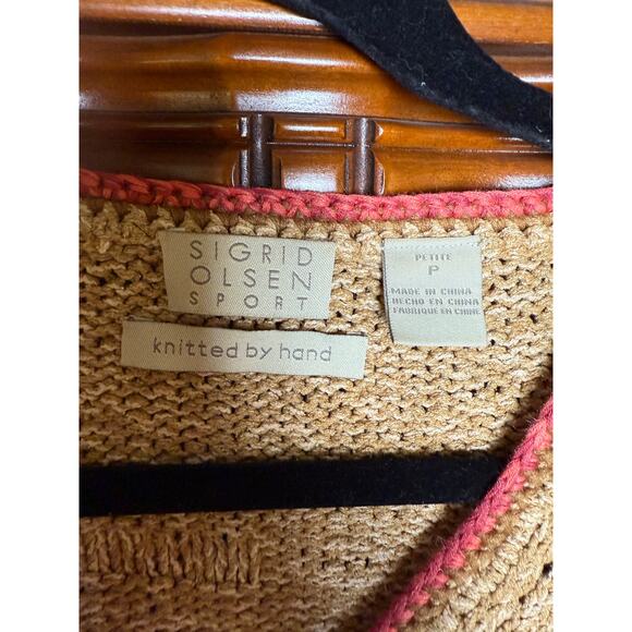 Sigrid Olsen Sport Hand Knit Floral Cardigan Silk Embroidery Boho Artsy Sweater - Picture 4 of 9